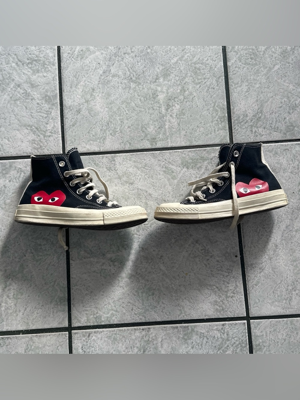 Converse Black High-Top Sneakers with Pink Heart Graphic